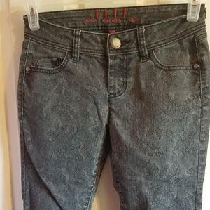 Faded Black Lace Printed Skinny Jeans